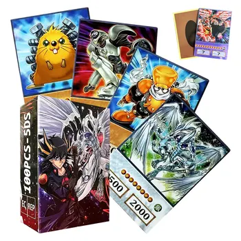 Новые 100шт карточек в стиле Ю Ги О с героями мультфильмов в стиле аниме, Голубоглазый Белый дракон, Темный маг, популярные игровые карточки для матчей