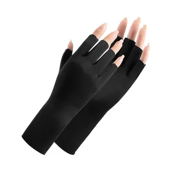Новые модные женские весенне-летние Тонкие хлопчатобумажные перчатки для вождения средней длины с защитой от солнца и солнцезащитным кремом на половину пальца