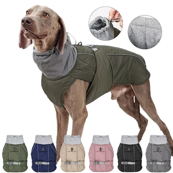 Новый зимний комбинезон для больших собак, водонепроницаемая куртка для собак среднего размера, утепленная теплая одежда для собак, костюм французского бульдога лабрадора