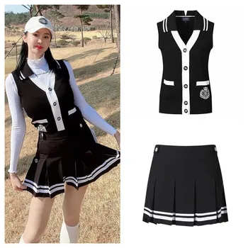 Новый оригинальный корейский тонкий жилет для гольфа, спортивная плиссированная юбка, приталенная и уменьшающая возраст короткая юбка