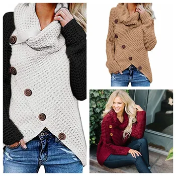 Новый осенне-зимний женский свитер неправильной вязки с длинными рукавами