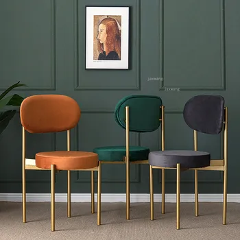 Обеденные стулья Nordic Light по индивидуальному заказу, роскошный Фланелевый Современный туалетный столик для отдыха, обеденный стул, мебель для спальни, стул со спинкой