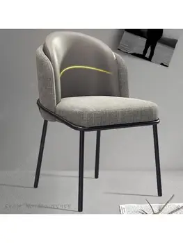 Обеденный стул в скандинавском стиле, современный минималистичный стул для домашней столовой, итальянское легкое роскошное кожаное кресло со спинкой, кресло для переговоров, сетка