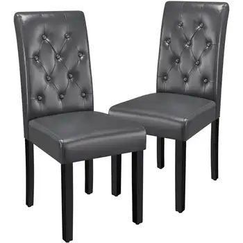 Обеденный стул из искусственной кожи Alden Design Parson с ножками из массива дерева, набор из 2 предметов, Espresso