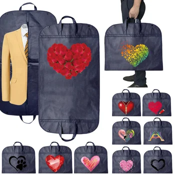 Одежда, пылезащитный чехол, сумка на молнии, красный защитный чехол для домашней одежды с рисунком любви, полностью закрытая сумка для хранения, подвесные сумки для хранения