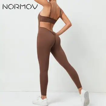 Однотонный комбинезон NORMOV, женский облегающий, быстросохнущий женский спортивный комплект, комплект для йоги, дышащий спортивный комплект для спортзала, цельная спортивная одежда, более стройнящая.