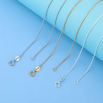 ожерелье из стерлингового серебра 925 пробы женская цепочка на ключицу круглая цепочка из змеиной кости простая без кулона одинарная цепочка
