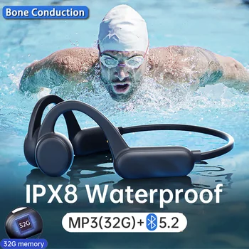 Оригинальные Беспроводные Наушники Bluetooth с костной Проводимостью с Памятью 32G IPX8 Водонепроницаемый Hifi Ушной крючок Спортивная гарнитура для плавания