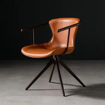 Офисные стулья для отдыха в скандинавском ретро стиле, кожаная спинка, кресло для кафе, Легкое роскошное компьютерное вращающееся кресло, мебель для спальни Mc