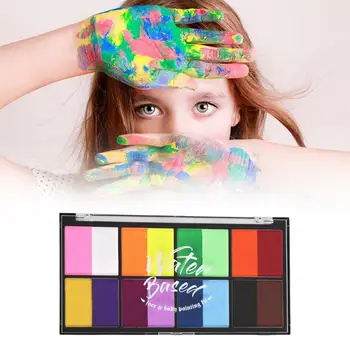 Палитра красок для лица и тела с кисточкой для рисования 16 цветов Facepaint для макияжа на Хэллоуин, Рождественский музыкальный фестиваль
