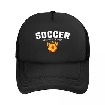 Персонализированная бейсбольная кепка Soccer On Fire для мужчин и женщин, регулируемая шляпа дальнобойщика, уличная одежда