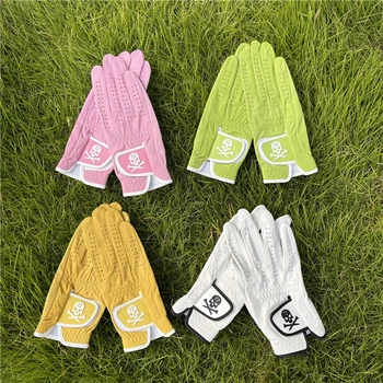 Перчатки для гольфа Женские, из овечьей кожи, разноцветные, нескользящие, дышащие, прочные кожаные перчатки для гольфа