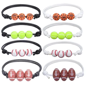 Плетеный браслет в стиле баскетбола, бейсбола для мужчин, Летняя нить, софтбол, теннис, регби, футбольный браслет, Спортивная одежда для рук, ювелирные изделия