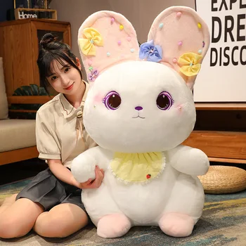 Плюшевая игрушка Kawaii Rabbit 30-60 см, милое чучело Кролика, мягкая кукла, детская подушка для объятий, Рождественский подарок на День рождения для девочек