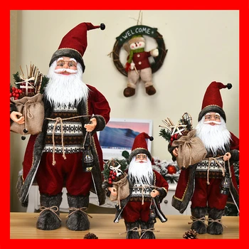 Плюшевые куклы Санта-Клауса, персонажи, Рождественские детские игрушки, Подарки на День рождения, Украшение стола, Домашнее Рождественское украшение 2023