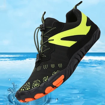 Пляжная водная обувь, нескользящая водная обувь босиком с пятью пальцами, Дышащая резиновая подошва, мужские кроссовки для пеших прогулок на открытом воздухе