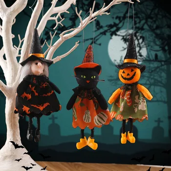 Подвесной декор с привидениями на Хэллоуин на открытом воздухе, украшения из тыквенного дерева ведьмы, Милая подвеска в виде соломенного ветрового носка, домашний декор в помещении, газон во внутреннем дворике