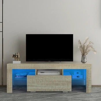 Подставка для телевизора со светодиодной RGB-подсветкой, шкаф для телевизора с плоским экраном, игровые консоли - в гостиной, в гостиной, ЕЛОВАЯ ДРЕВЕСИНА