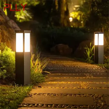 Полностью Черный уличный газонный светильник Современный светодиодный светильник Водонепроницаемый IP65 для дома, виллы, сада