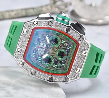 Полнофункциональные 6-контактные мужские часы Diamond RM, лимитированная серия, лучший бренд класса люкс, деловые кварцевые часы для пары, силиконовый ремешок
