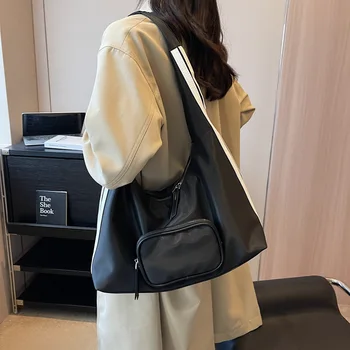 Полосатая нейлоновая женская сумка для поездок на работу, простая повседневная черная сумка на одно плечо, модная универсальная сумка для путешествий