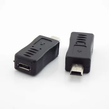 Портативный разъем Micro USB для подключения к Mini USB-штекеру, разъем адаптера, зарядное устройство, черный адаптер, конвертер для компьютера, ПК