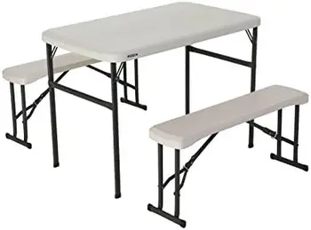 Портативный складной стол для пикника на колесах и скамейка для кемпинга, Almond