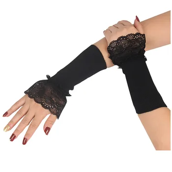 Портативный теплый комплект, Длина, вязаные Средние два женских рукава, рука, палец, половина рукава, Кружевные перчатки, перчатки, Варежки
