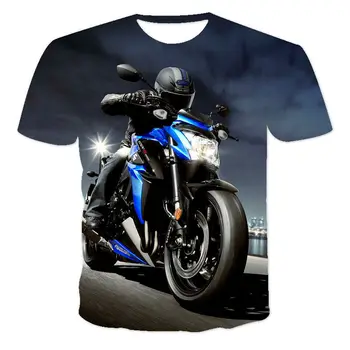 Последняя летняя мужская модная спортивная футболка с короткими рукавами из популярной серии 3D Cool Motorcycle