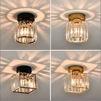 Потолочный светильник Nordic Crystal для коридора, крыльца, круглый маленький светильник, светодиодная балконная люстра, потолочный светильник Lustre для гостиной