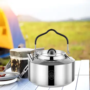 Походный чайник для воды объемом 1,5 л с защитой от ожогов, легкая кухонная кастрюля, чайник для приготовления барбекю, походная кухня