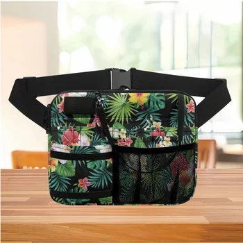 Поясная сумка-органайзер для медсестры для женщин, роскошные гавайские тропические джунгли, пальмовые листья, цветок гибискуса, поясная сумка, набедренные сумки, подарок