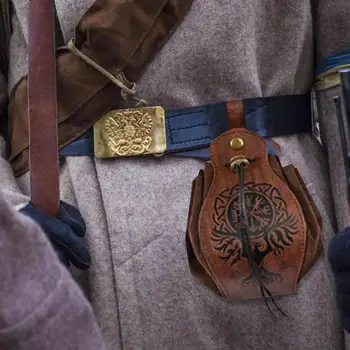 Поясная сумка Средневекового охотника Унисекс, кожаная сумка для монет из искусственной кожи, винтажные карманные сумки Viking Archer, аксессуар для костюма