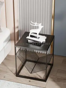 Прикроватный столик небольшой в стиле минимализма, высококлассный дизайн шириной 40 см, современный минималистичный шкафчик, прикроватная тумбочка для спальни из кованого железа
