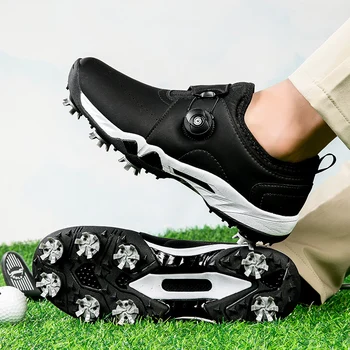Профессиональная обувь для гольфа с шипами унисекс, черная спортивная обувь Whie, мужская высококачественная кожаная обувь для тренировок в гольф, женские дизайнерские кроссовки