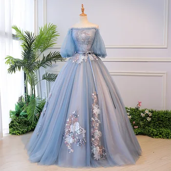 Пышные платья с открытыми плечами и половинными рукавами, Vestidos De 15 Anos, бальные платья, кружевные сладкие платья принцессы 16, вечернее платье