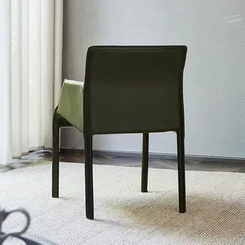 Ресторанные Стулья Мебель для кухни Современное Кожаное кресло с обивкой Сбоку Зеленый Табурет для Столовой Офисная мебель