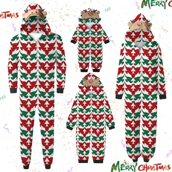 Рождественская пижама для папы и мамы, подходящая одежда для детей, милый комбинезон с длинными рукавами и принтом Рождественской елки, мягкая семейная пижама