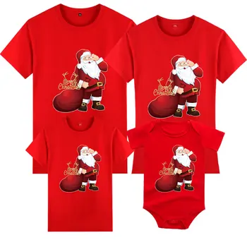 Рождественская семейная футболка с принтом Санта-Клауса, футболка для мамы, папы, дочки, сына, Одежда для взрослых, Детская рождественская одежда, топы 1шт