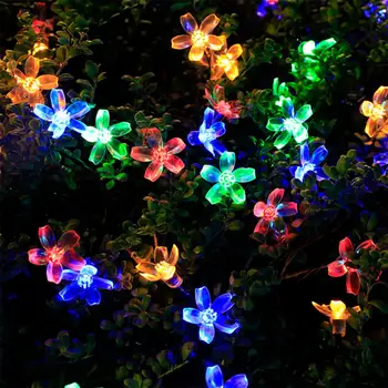 Рождественские гирлянды на солнечной батарее, уличные 100/50 / 20LED, 8-режимное водонепроницаемое освещение для цветения в саду, украшение для вечеринки, дома