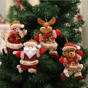 Рождественские подвесные украшения, Игрушки для Рождественской елки, Маленькая плюшевая кукла, Танцующий Санта Клаус, Новогодние украшения