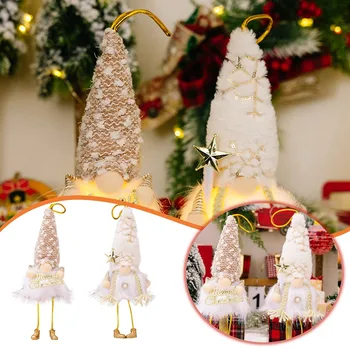 Рождественские украшения, Шляпа с пайетками, Подвеска в виде кукольного Старика, Украшение в виде куклы-гнома, Сияние