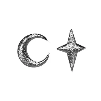 Романтические милые асимметричные серьги-гвоздики в виде звезды/луны из стерлингового серебра 925 пробы для женщин, европейские модные блестящие ювелирные изделия