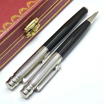 Роскошная металлическая шариковая ручка серии Santos Ca, высококачественная серебряная полоса, Офисные школьные принадлежности, гладкие шариковые ручки 8 Стилей