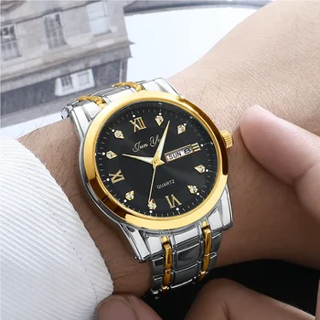 Роскошные мужские часы, светящиеся водонепроницаемые часы из нержавеющей стали, кварцевые Мужские часы с календарем даты, деловые наручные часы для мужчин