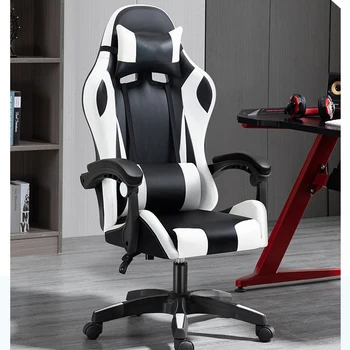 Самое дешевое офисное гоночное игровое кресло для геймеров с дополнительной подставкой для ног и массажной RGB-подсветкой и функцией Bluetooth