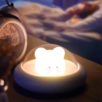 Светодиодный ночник, подарки для маленьких мышек, Usb перезаряжаемый датчик, силикагелевые лампы для спальни, эстетическое украшение комнаты, батарейные лампы