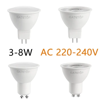 Светодиодный прожектор GU10 GU5.3 AC220V с высокой светоотдачей, без мерцания, теплый белый свет 3 Вт-8 Вт, может заменить галогенную лампу мощностью 20 Вт 50 Вт