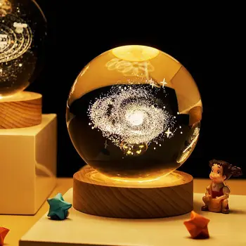 Светодиодный светящийся кристалл Проектор Планет Галактики USB Ночник Декор спальни Атмосферный Свет Детские Подарки на День рождения и Рождество