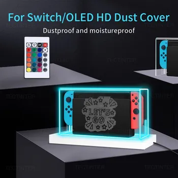 Светящийся пылезащитный чехол, базовая коробка, совместимая с аксессуарами Nintendo Switch/OLED, сменный акриловый корпус, защитный рукав